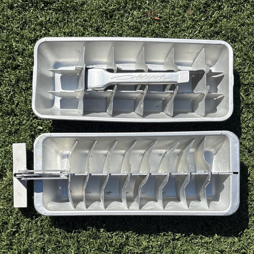 2 Vintage Aluminum Ice Cube Trays - Coldspot Brand